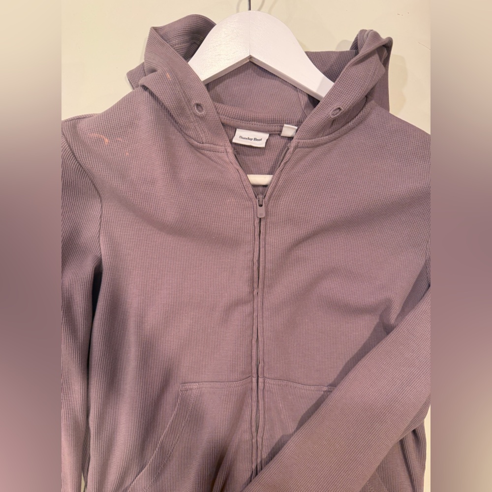 Sunday Best Mauve Waffle Zip Hoodie